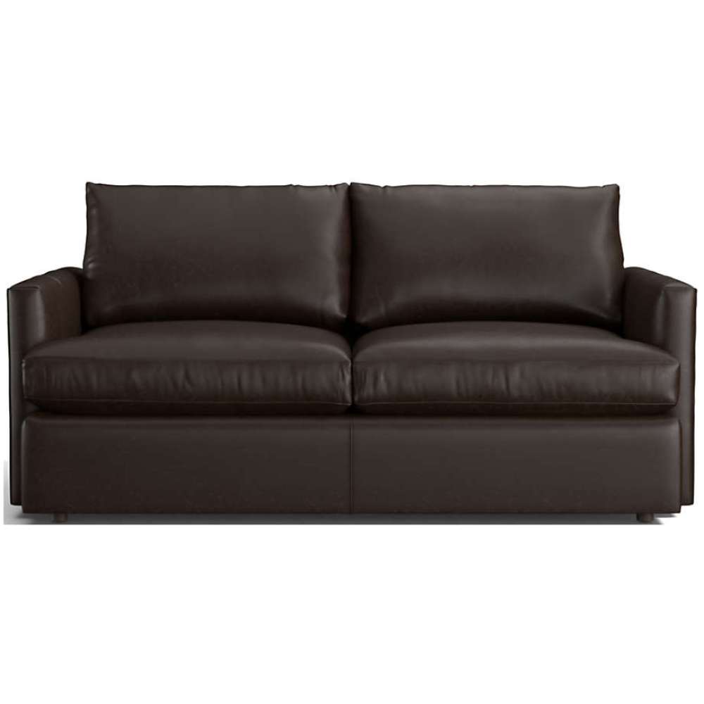 Leather Espresso (Libby) Crate & Barrel Lounge Sofa shown in dark espresso leather with plush seat cushions and a sleek modern profile