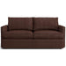 Leather Espresso (Satchel) Crate & Barrel Lounge Sofa shown in dark brown leather with oversized back cushions and a clean-lined frame