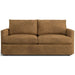 Leather Honey (Montura) Crate & Barrel Lounge Sofa shown in honey brown distressed leather with plush cushions and slim track arms