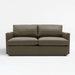 Leather Iron (Lukas) Crate & Barrel Lounge Sofa shown in smooth gray leather with deep seat cushions and a modern boxy silhouette