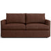 Leather Mahogany (Chester) Crate & Barrel Lounge Sofa shown in rich mahogany brown leather with oversized cushions and a sleek contemporary design