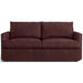 Leather Oxblood (Montura) Crate & Barrel Lounge Sofa shown in distressed oxblood leather with plush cushions and slim track arms