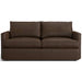 Leather Red Oak (Pessoa) Crate & Barrel Lounge Sofa shown in dark brown leather with oversized cushions and straight track arms