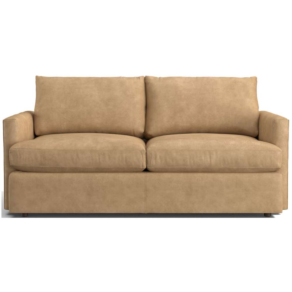 Leather Sandstone (Chester) Crate & Barrel Lounge Sofa shown in soft sandstone suede with plush cushions and a clean-lined design