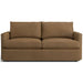 Leather Umber (Montura) Crate & Barrel Lounge Sofa shown in distressed umber leather with deep cushions and a relaxed contemporary style