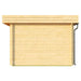 Left-side view of the GardenHouse24 USA Miriam 44C Classic Garden Room shows a blank wooden wall with a slim roof edge