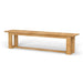 Long, rectangular wooden bench with clean lines and slatted seat design, known as Westminster Teak 6ft Horizon Teak Backless Bench, is shown against a plain background