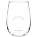 Los Angeles Chargers Crate & Barrel NFL Aspen 17oz Stemless Wine Glass, Set of 4 features a clear stemless glass etched with the Chargers lightning bolt logo