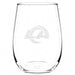 Los Angeles Rams Crate & Barrel NFL Aspen 17oz Stemless Wine Glass, Set of 4 features a clear stemless glass etched with the Rams stylized LA logo