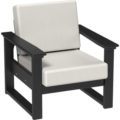 LuxCraft Lanai Deep Seating Chair features sleek black armrests with plush beige cushions