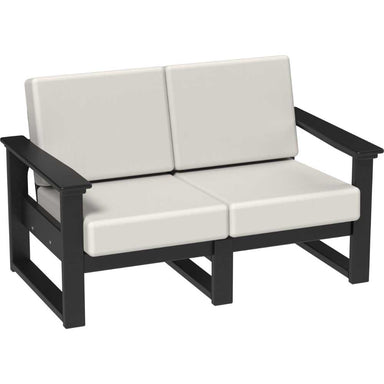 LuxCraft Lanai Deep Seating Loveseat in black features sleek cushions and a sturdy frame