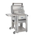 Memphis Grills Elevate™ 30 Freestanding Pellet Grill with the lid open, revealing a spacious stainless steel grilling surface with upper and lower cooking racks