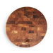 Miami Dolphins Crate & Barrel NFL Round End Grain Cutting Board features a round wood-block design with the Dolphins logo near the bottom