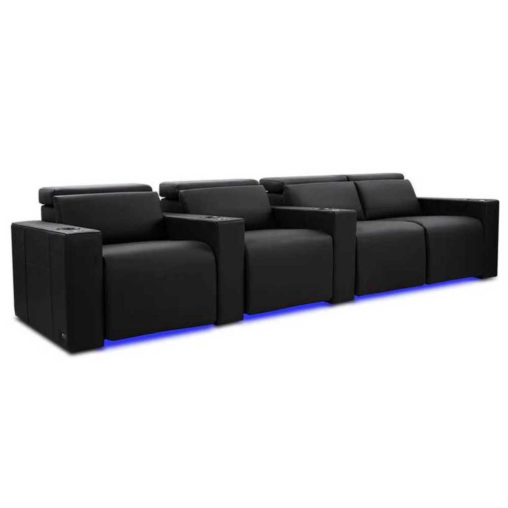 Midnight Black Valencia Barcelona Home Theater Seating Row of 4 Loveseat Right Width 124 Height 35.5 Depth 41