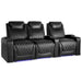 Midnight Black Valencia Oslo Home Theater Seating Row of 3 Loveseat Left Width 93 Height 42.75 Depth 38