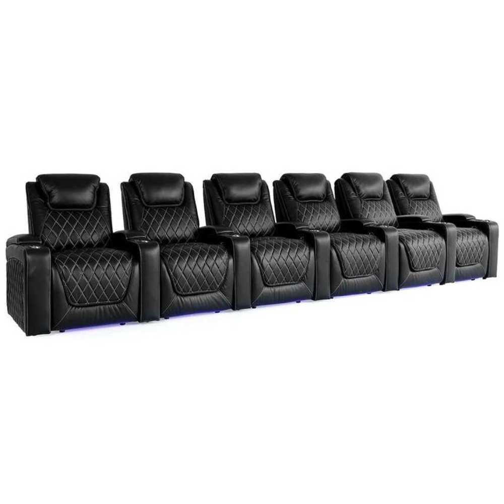 Midnight Black Valencia Oslo Home Theater Seating Row of 6 Width 192.75 Height 42.75 Depth 38