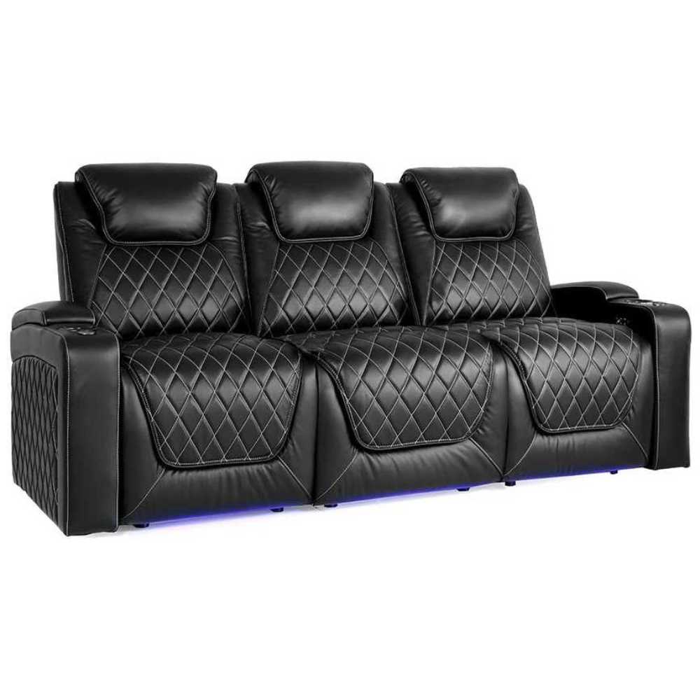 Midnight Black Valencia Oslo Home Theater Seating Set of 3 Width 86.25 Height 42.75 Depth 38