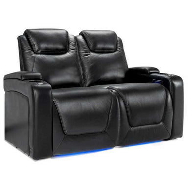 Midnight Black Valencia Oslo Modern Home Theater Seating Row of 2 Loveseat Width 62 Height 42.75 Depth 38