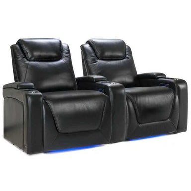 Midnight Black Valencia Oslo Modern XL Home Theater Seating Row of 2 Width 71.5 Height 45 Depth 38