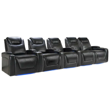 Midnight Black Valencia Oslo Modern XL Home Theater Seating Row of 5 Loveseat Right Width 169 Height 45 Depth 38