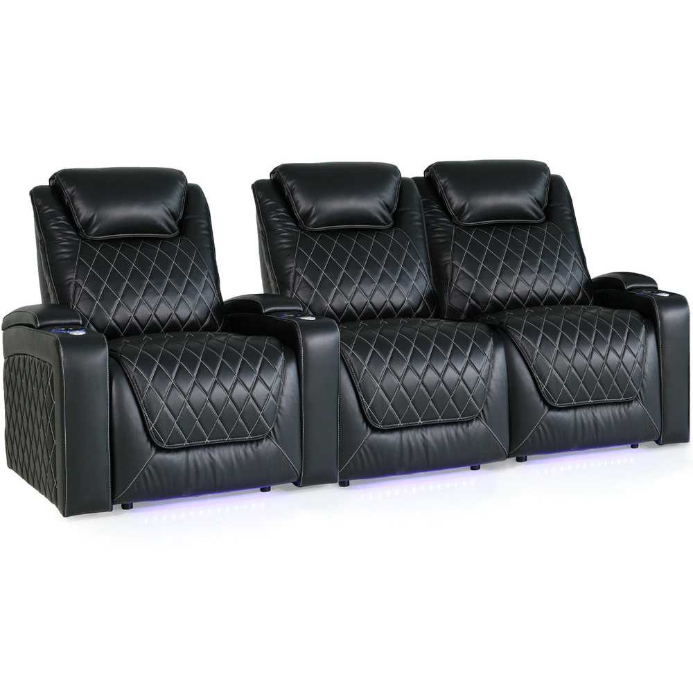 Midnight Black Valencia Oslo XL Home Theater Seating Row of 3 Loveseat Right Width 97.5 Height 45 Depth 38