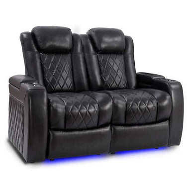 Midnight Black Valencia Tuscany Slim Home Theater Seating Row of 2 Loveseat Width 56 Height 43.5 Depth 40