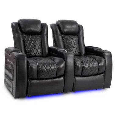 Midnight Black Valencia Tuscany Slim Home Theater Seating Row of 2 Width 62 Height 43.5 Depth 39.25