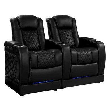 Midnight Black Valencia Tuscany Theater Seating with Risers Row of 2 Width 68.25” Height 50.5” Depth 39.75”