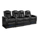 Midnight Black Valencia Tuscany Theater Seating with Risers Row of 4 Loveseat Center Width 123.75” Height 50.5” Depth 39.75”