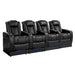 Midnight Black Valencia Tuscany Theater Seating with Risers Row of 4 Width 129.75” Height 50.5” Depth 39.75”