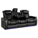 Midnight Black Valencia Tuscany XL Console Edition Home Theater Seating Row of 3 Dropdown Center Width 90 Height 46 Depth 39.5