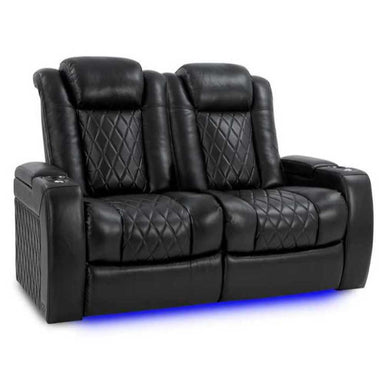 Midnight Black Valencia Tuscany XL Home Theater Seating Row of 2 Loveseat Width 64.25 Height 46 Depth 39.5