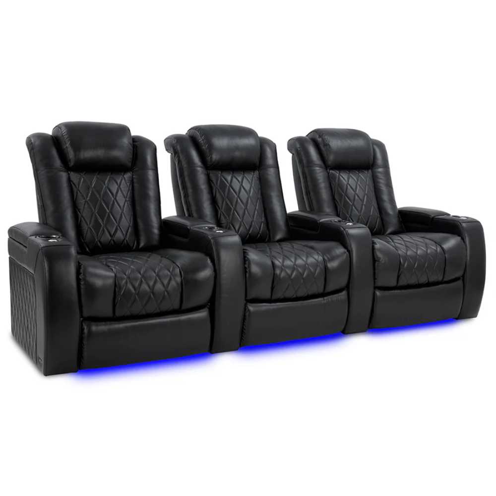 Midnight Black Valencia Tuscany XL Home Theater Seating Row of 3 Width 103.5 Height 46 Depth 39.5