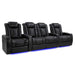 Midnight Black Valencia Tuscany XL Home Theater Seating Row of 4 Loveseat Center Width 129 Height 46 Depth 39.5