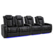 Midnight Black Valencia Tuscany XL Home Theater Seating Row of 4 Loveseat Left Width 129 Height 46 Depth 39.5