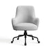 Mist Ascend Linen Weave Crate & Barrel Bellevue Upholstered Office Chair in soft mist gray fabric with cushioned arms and a black rolling base