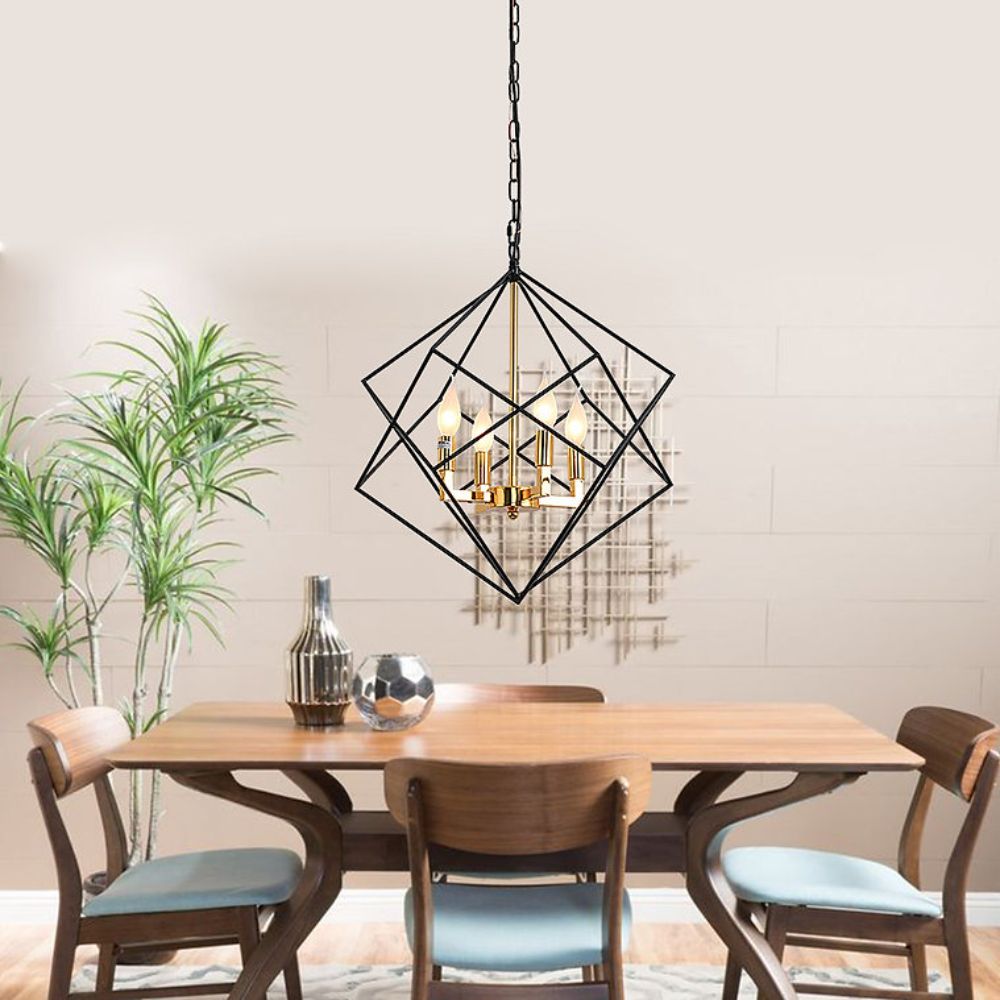 Modern Lé Luxe 4-Light Geo Chandelier-Freedom Room