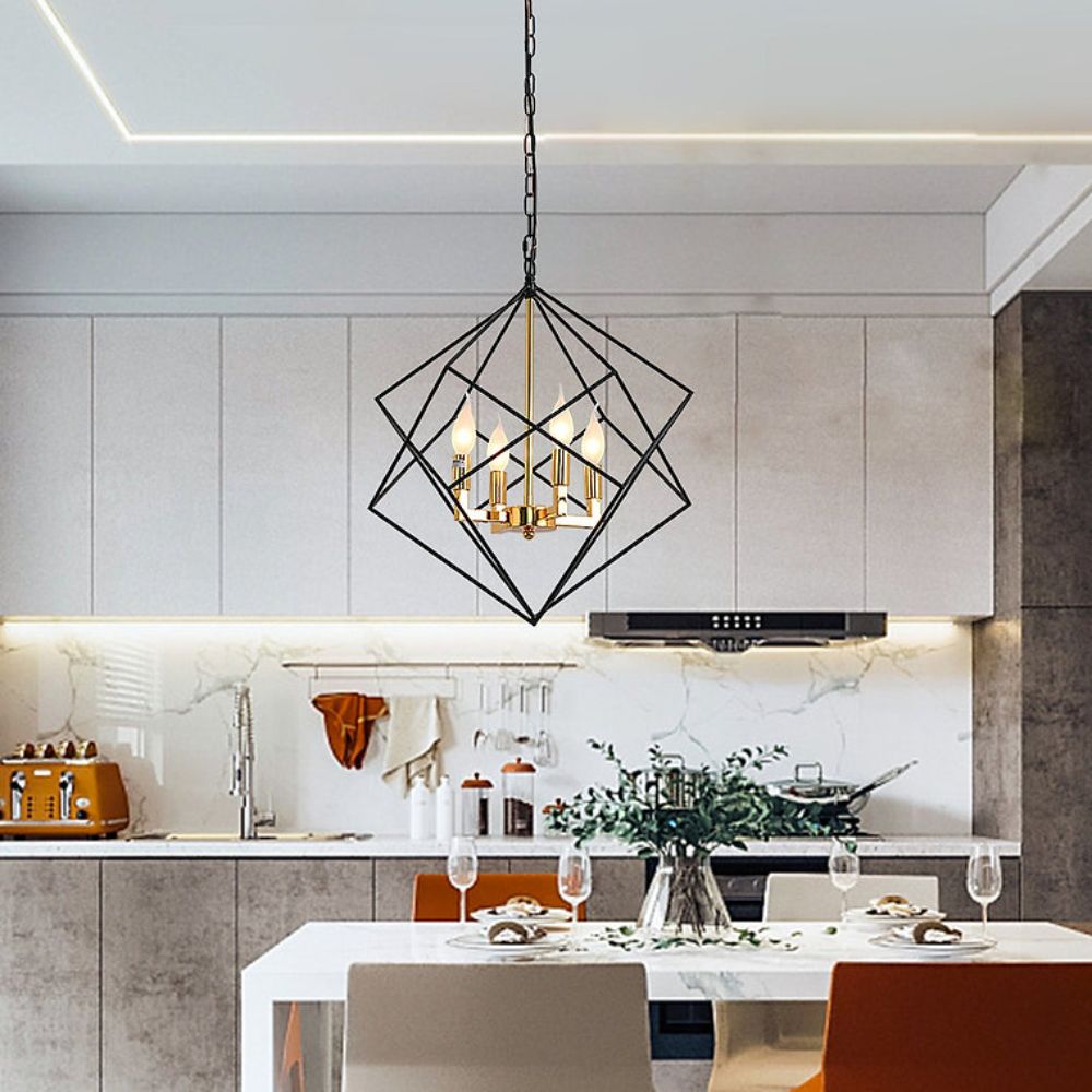 Modern Lé Luxe 4-Light Geo Chandelier-Freedom Room