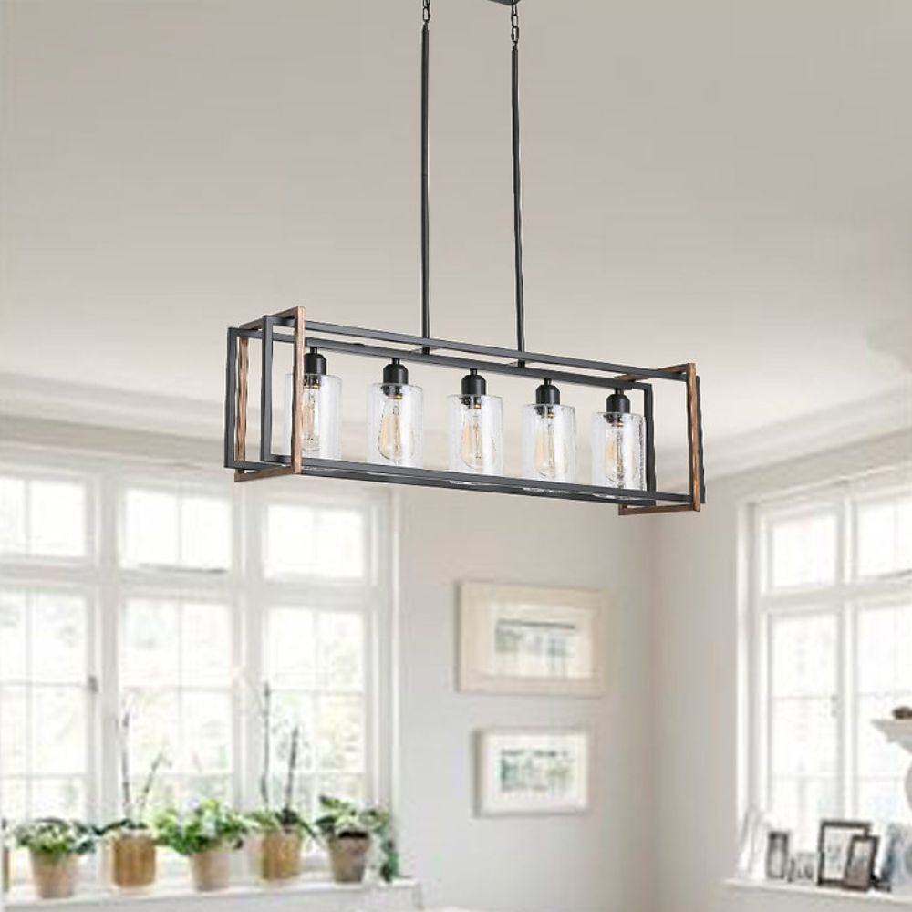 Modern Lé Luxe 5-Light Island Linear Pendant-Freedom Room