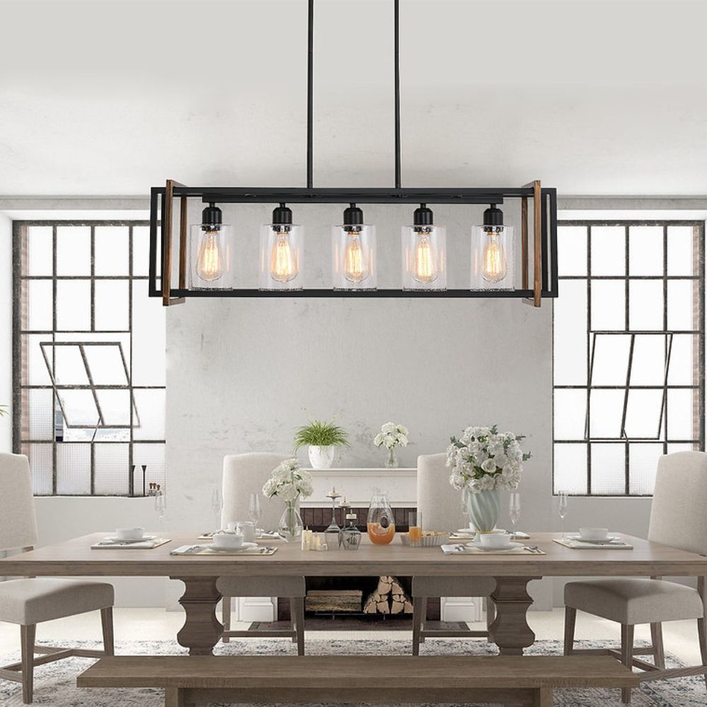 Modern Lé Luxe 5-Light Island Linear Pendant-Freedom Room