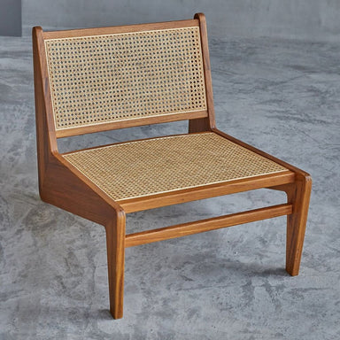 Modern Lé Luxe Amandine Lounge Chair - Wood & Natural Rattan-Freedom Room