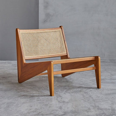 Modern Lé Luxe Amandine Lounge Chair - Wood & Natural Rattan-Freedom Room