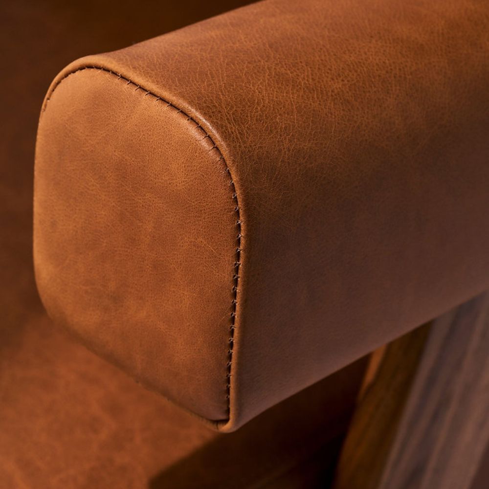 Modern Lé Luxe Débora Lounge Chair - Walnut & Caramel Leather-Freedom Room