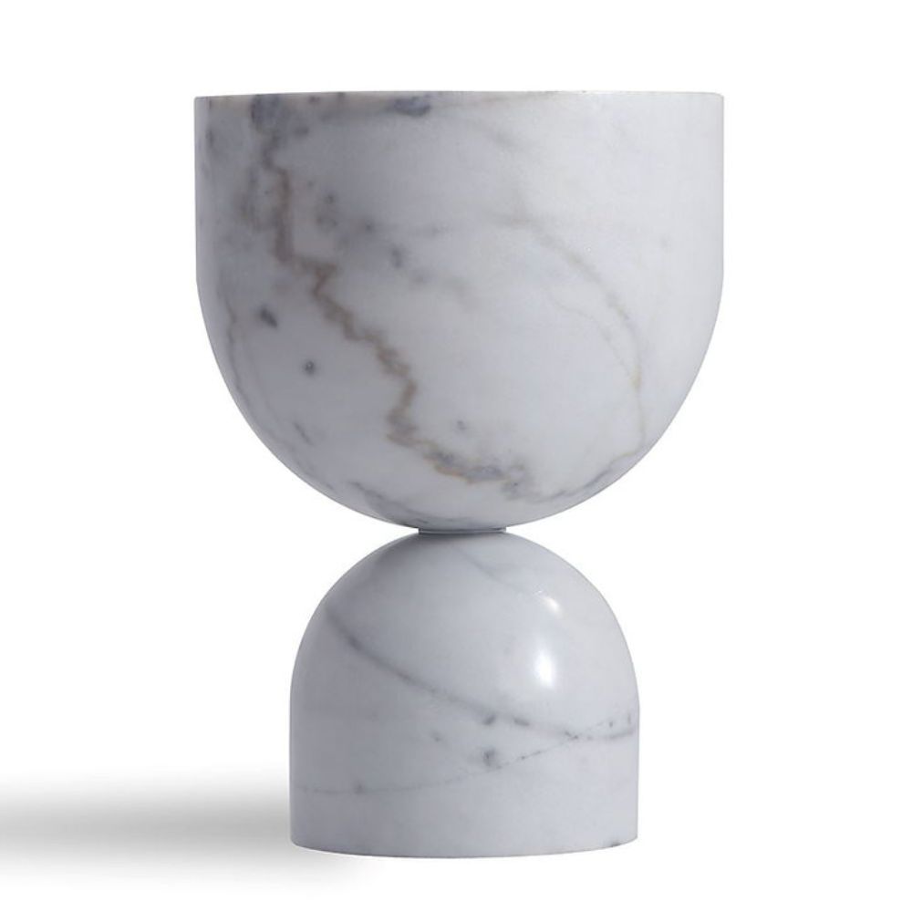 Modern Lé Luxe Pénélope Side Table - White Marble-Freedom Room