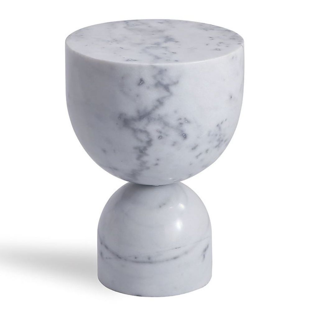 Modern Lé Luxe Pénélope Side Table - White Marble-Freedom Room