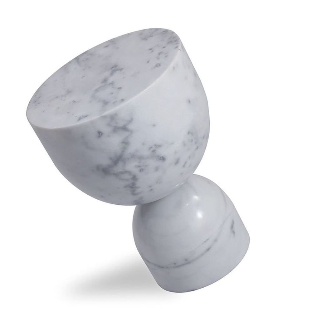 Modern Lé Luxe Pénélope Side Table - White Marble-Freedom Room