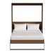 Modern Walnut Inovabed Wall Bed opened from the front with white bedding and black support legs