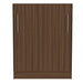 Modern Walnut Inovabed Wall Bed shown closed from the front with two long silver handles