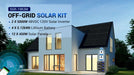 Modern home with rooftop panels and batteries powered by Sun Gold Power 10000W 48VDC 120V/240V LiFePO4 20.48KWH Lithium Battery 5400W Solar Panel Off-Grid Solar Kit
