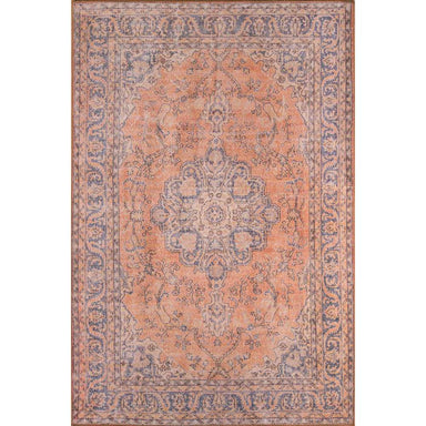 Momeni Afshar Indoor Rug - AFS11 Copper showcases a central medallion with a faded vintage look and intricate floral detailing throughout